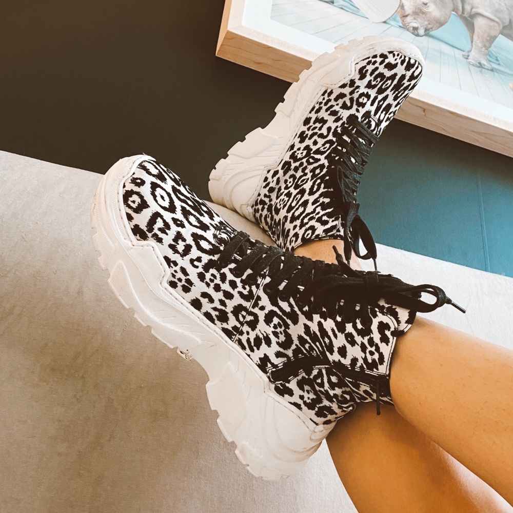 TIBI Leopard Milo Sneaker - Chunky Boot